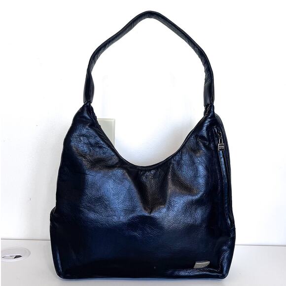 Perlina New York Black Soft Leather Hobo Shoulder Bag Purse Handbag - Picture 8 of 8